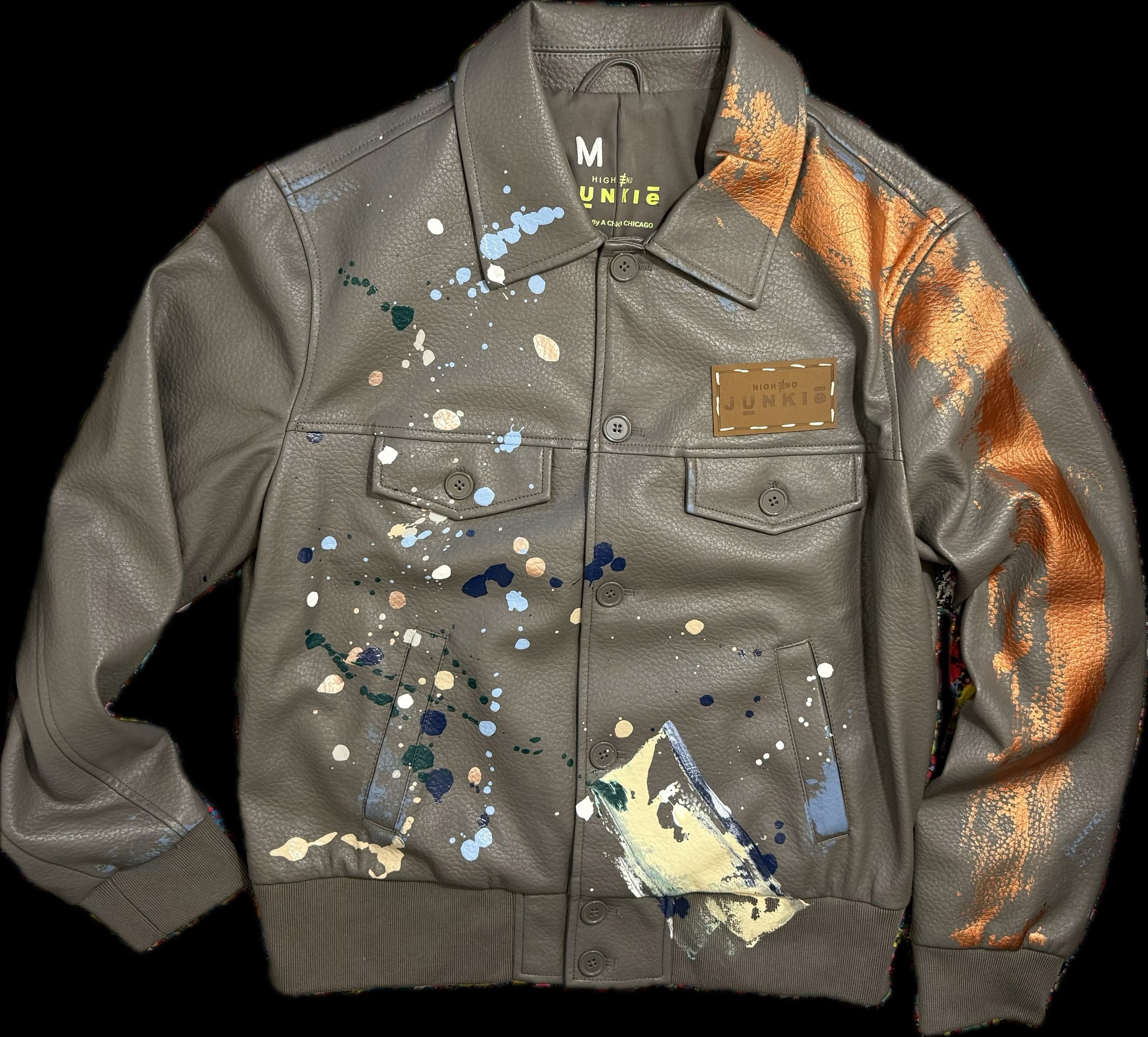 Handpainted vegan leather Spring Jacket