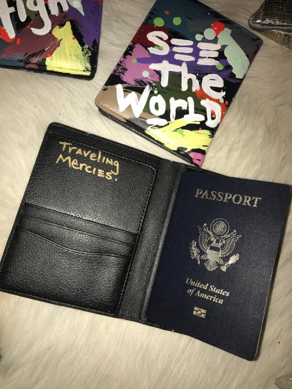 "MasterPiece" Hand-painted vegan leather Passport Wallet