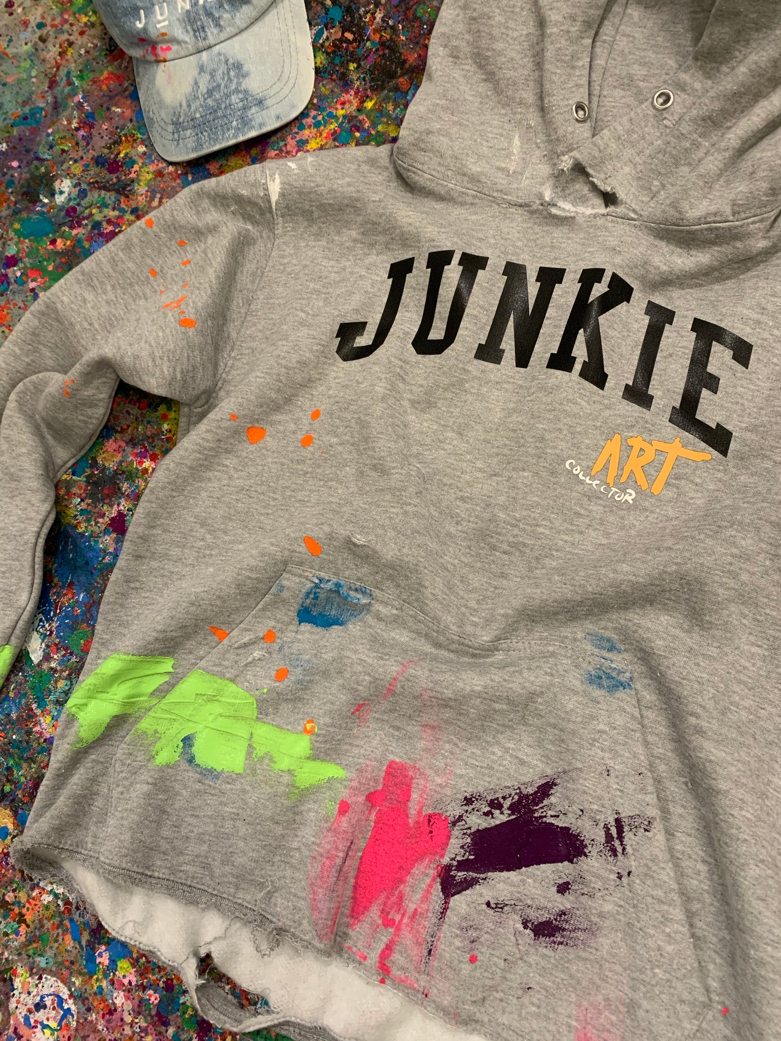 REAL paint distressed hoodie